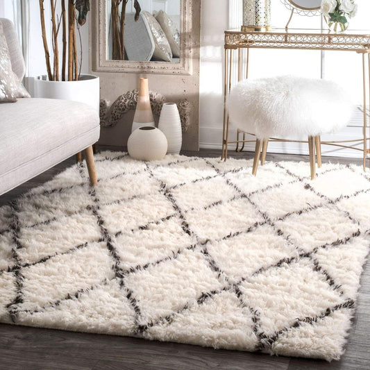 Black And White Rhombus Living Room Line Carpet - Pacisia