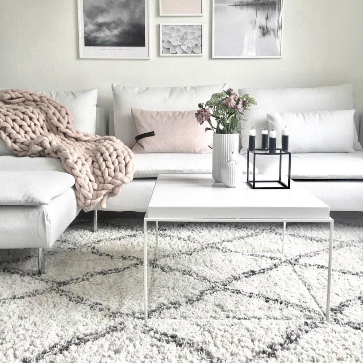 Black And White Rhombus Living Room Line Carpet - Pacisia