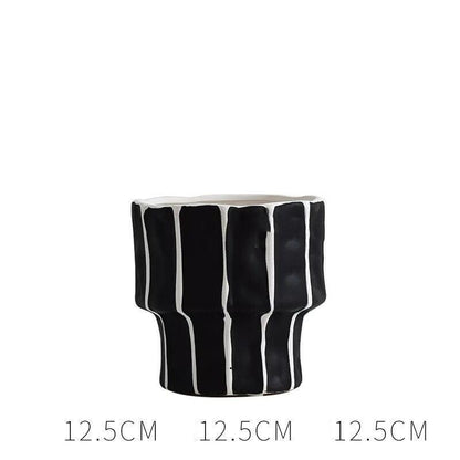 Black And White Striped Ceramic Vase From Northern Europe - Pacisia