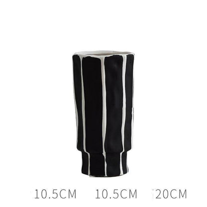 Black And White Striped Ceramic Vase From Northern Europe - Pacisia