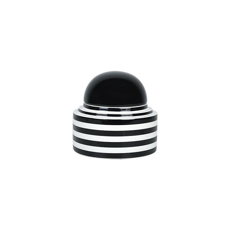 Black and White Striped Geometric Ceramic Vase - Pacisia