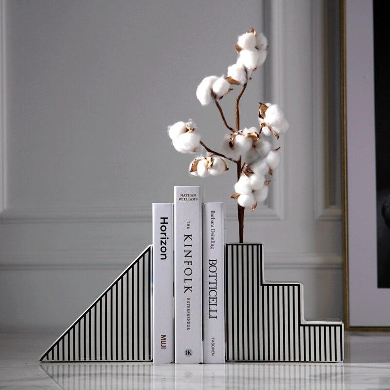 Black and White Striped Geometric Ceramic Vase - Pacisia