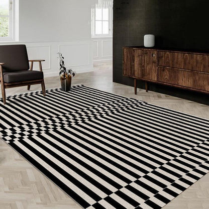 Black And White Striped Living Room Bedroom High-quality Plaid Carpet - Pacisia