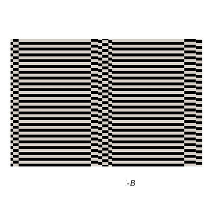 Black And White Striped Living Room Bedroom High-quality Plaid Carpet - Pacisia