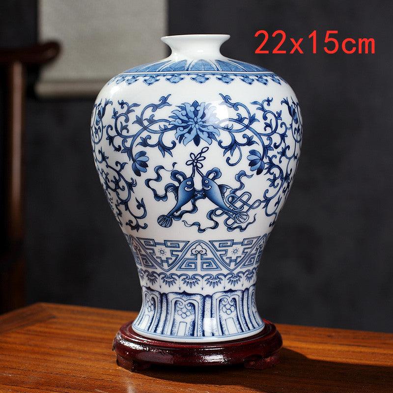 Blue And White Porcelain New Chinese Style Vase Ornament - Pacisia