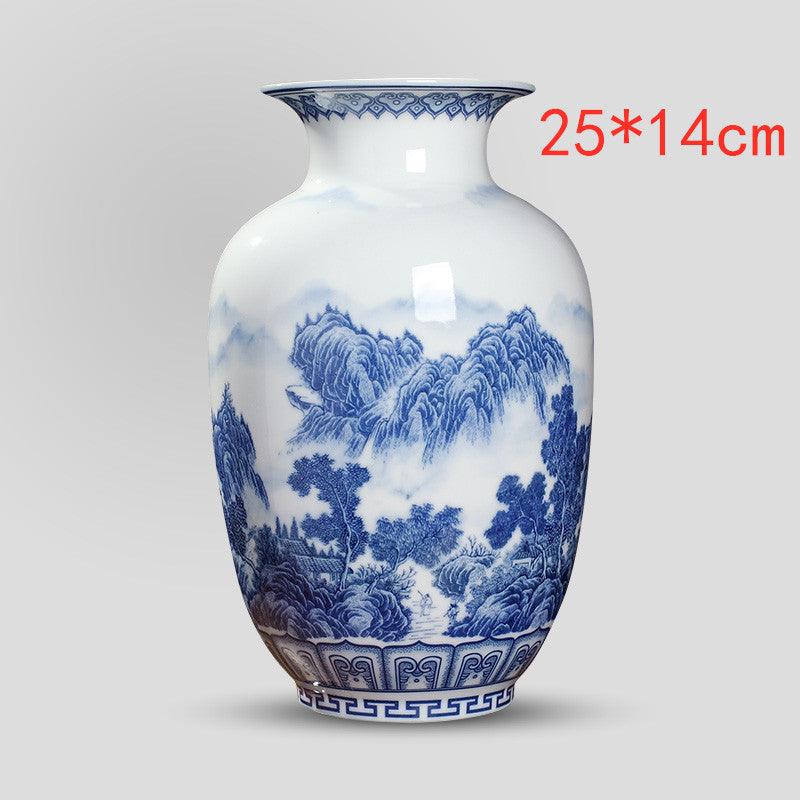 Blue And White Porcelain New Chinese Style Vase Ornament - Pacisia