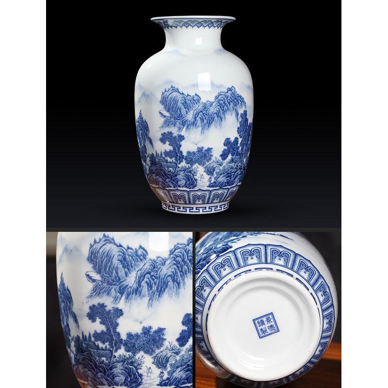 Blue And White Porcelain New Chinese Style Vase Ornament - Pacisia