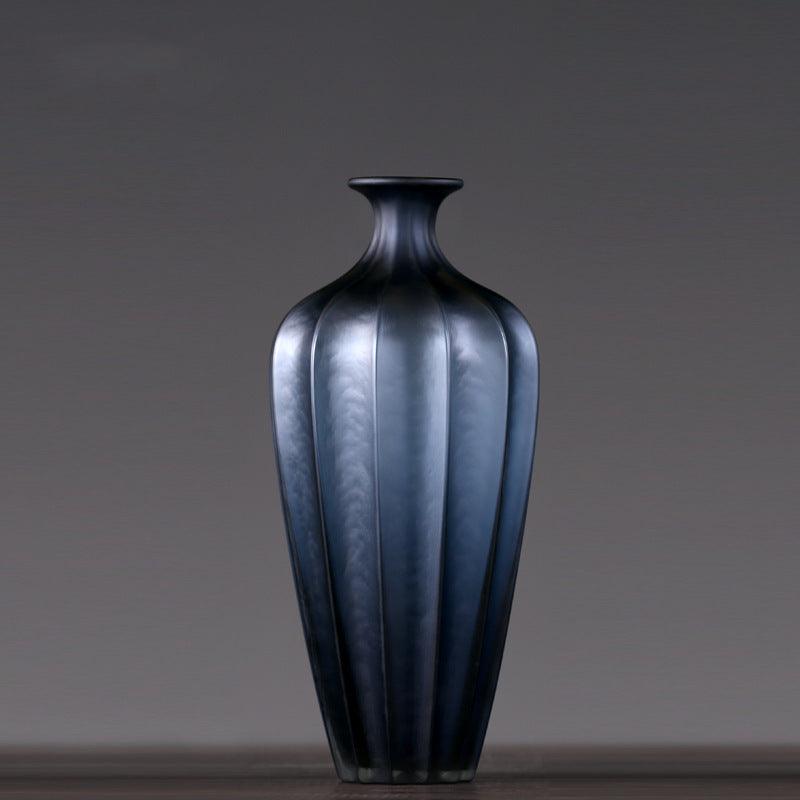 Blue Glass Vase American Modern Minimalist Model Room Furnishings - Pacisia