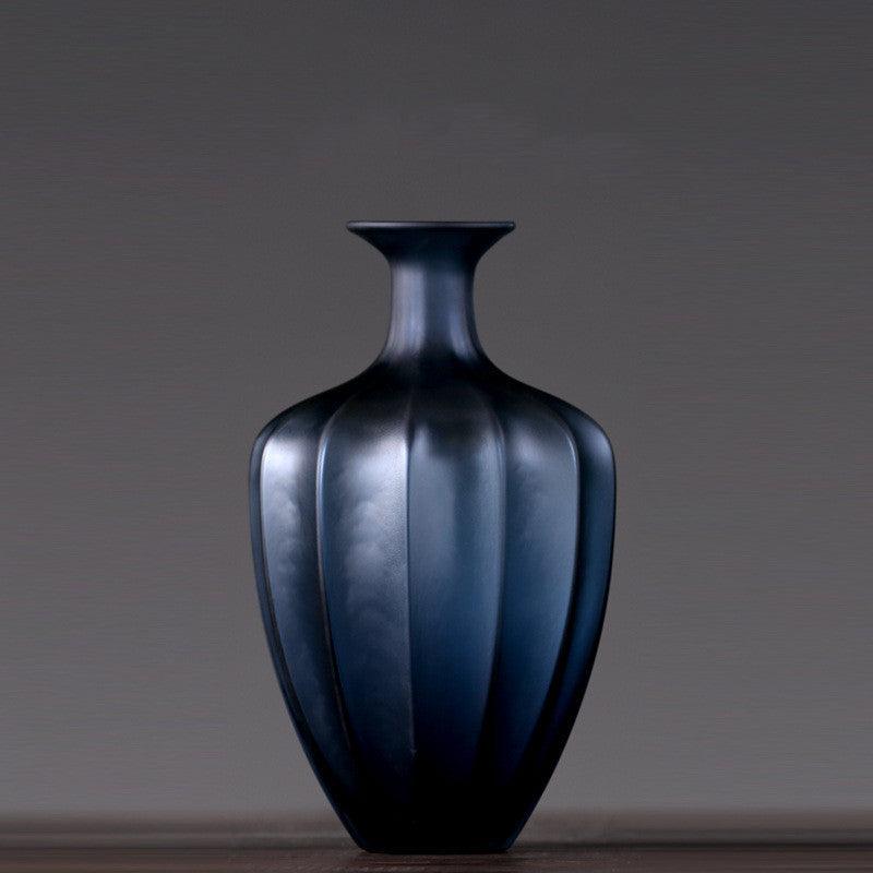 Blue Glass Vase American Modern Minimalist Model Room Furnishings - Pacisia