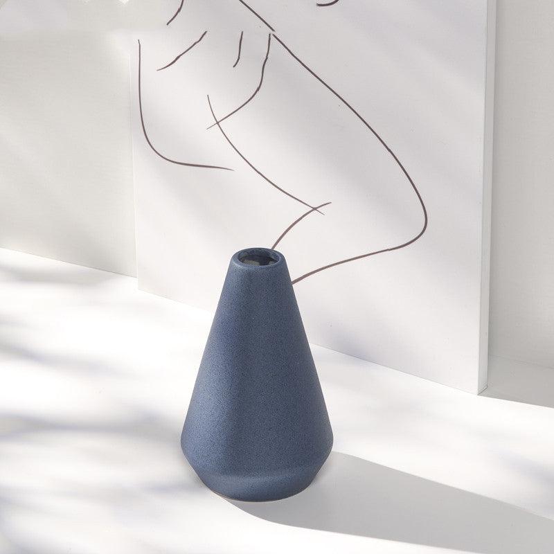 Blue Nordic Mediterranean Dry Flower Vase Living Room Simple Ceramic Creative Decoration Table Flower - Pacisia