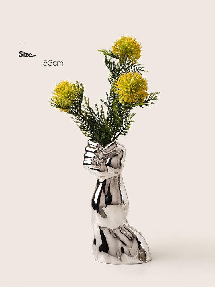 Body Art Vase Plating Ceramic Silver Floral Home Decoration Decoration - Pacisia