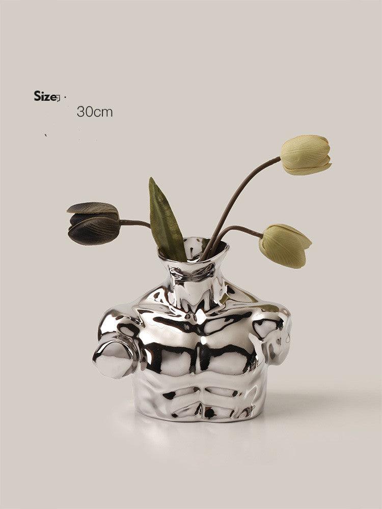 Body Art Vase Plating Ceramic Silver Floral Home Decoration Decoration - Pacisia