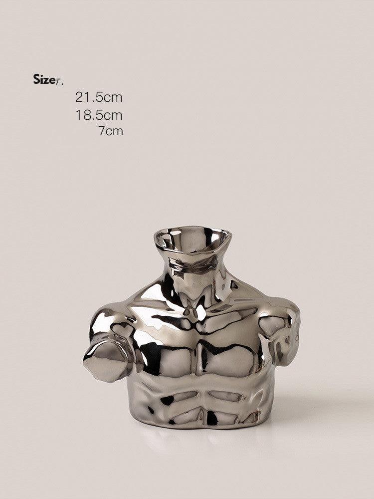 Body Art Vase Plating Ceramic Silver Floral Home Decoration Decoration - Pacisia