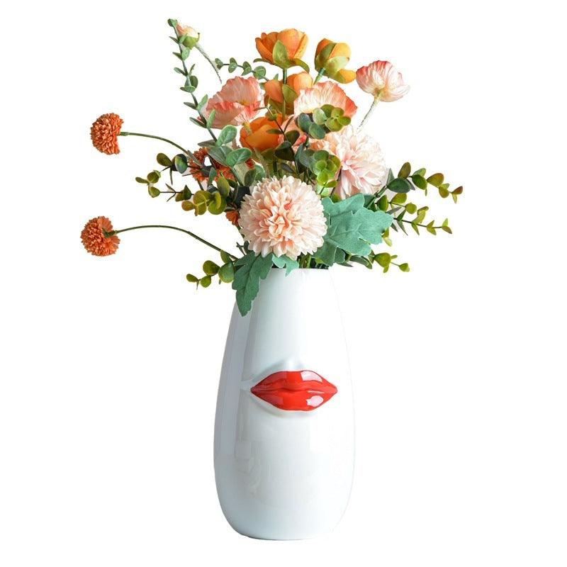 Body Ceramic Decorative Vase Characteristic Lips Valentine's Day Ornaments - Pacisia