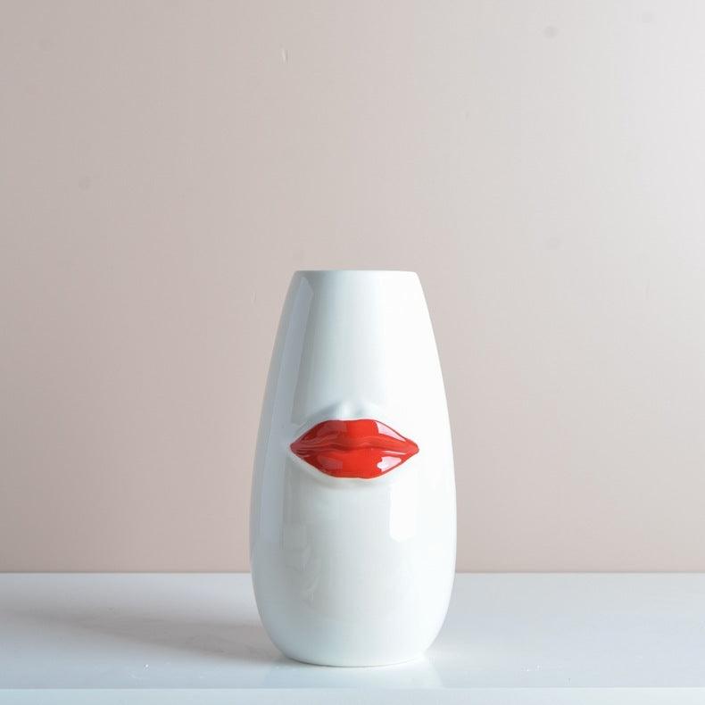 Body Ceramic Decorative Vase Characteristic Lips Valentine's Day Ornaments - Pacisia