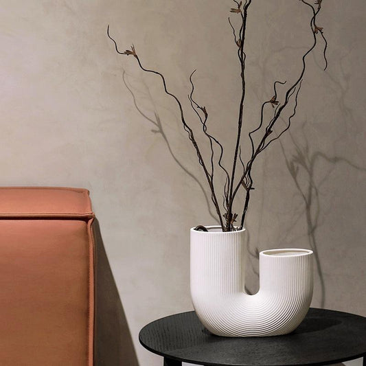 Bossi Home Furnishing Creative U-shaped Ceramic Vase Handicraft Decoration Soft Decoration Model Room Decoration Dry Flower Arrangement - Pacisia