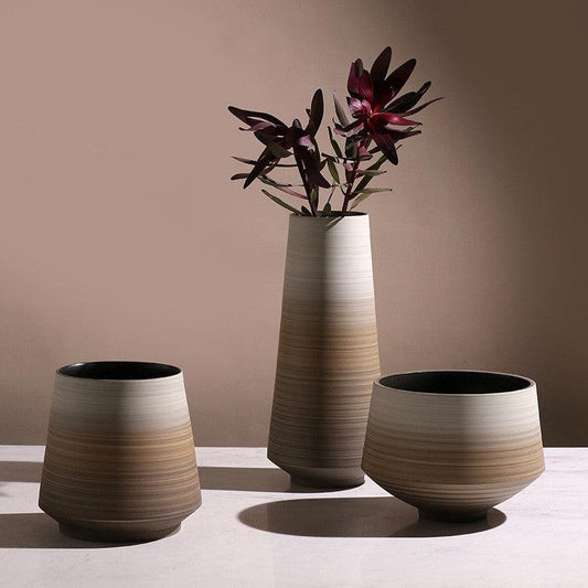 Brown Horizontal Gradient Ceramic Vase Ornaments - Pacisia