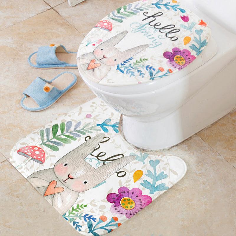 Cartoon Thickened Toilet Seat Ferrule U-shaped Floor Mat Anti-slip - Pacisia