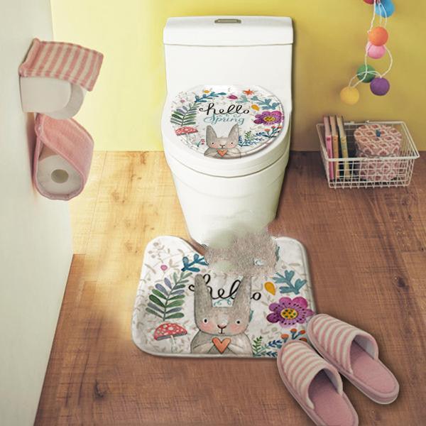 Cartoon Thickened Toilet Seat Ferrule U-shaped Floor Mat Anti-slip - Pacisia