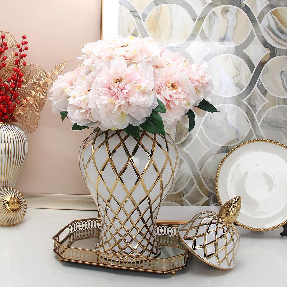 Ceramic Gold General Vase Flower Insert - Pacisia