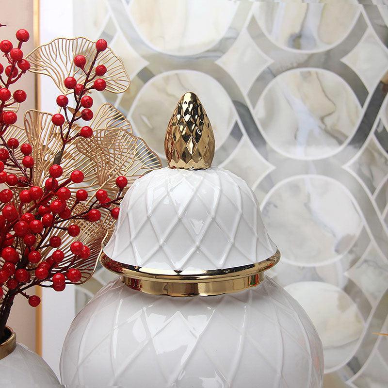 Ceramic Golden General Vase Flower Insert - Pacisia