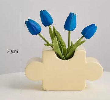 Ceramic Jigsaw Vase Ornaments Household Living Room Decoration Flower Arranger - Pacisia