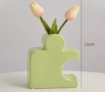 Ceramic Jigsaw Vase Ornaments Household Living Room Decoration Flower Arranger - Pacisia