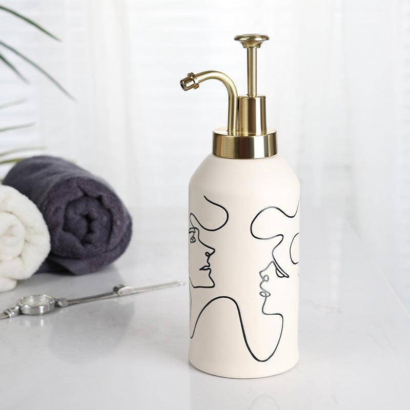 Ceramic Mouthwash Cup Toothbrush Abstract Creamy-white Bathroom Hotel 4-piece Set - Pacisia