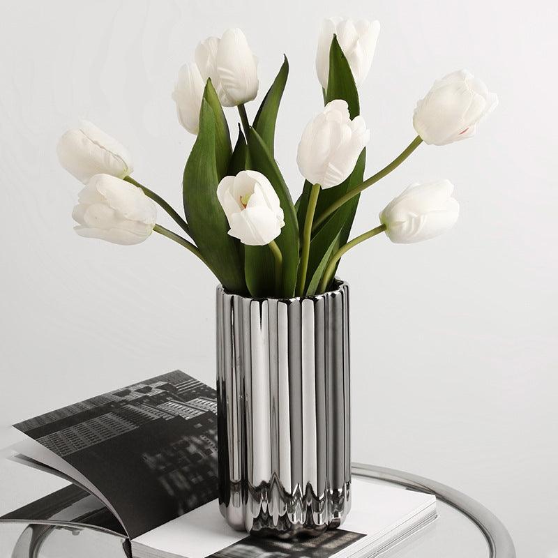 Ceramic Straight Tube Decorative Vase Ornaments - Pacisia