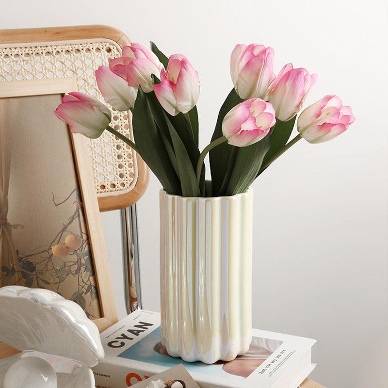 Ceramic Straight Tube Decorative Vase Ornaments - Pacisia