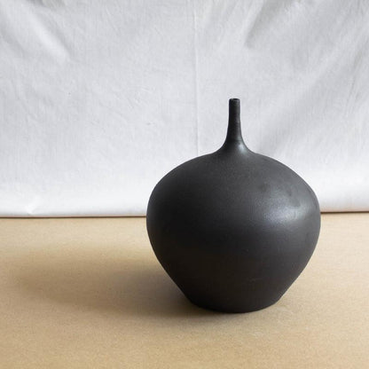 Ceramic Vase Black Flower Arrangement Living Room Decoration Handmade - Pacisia