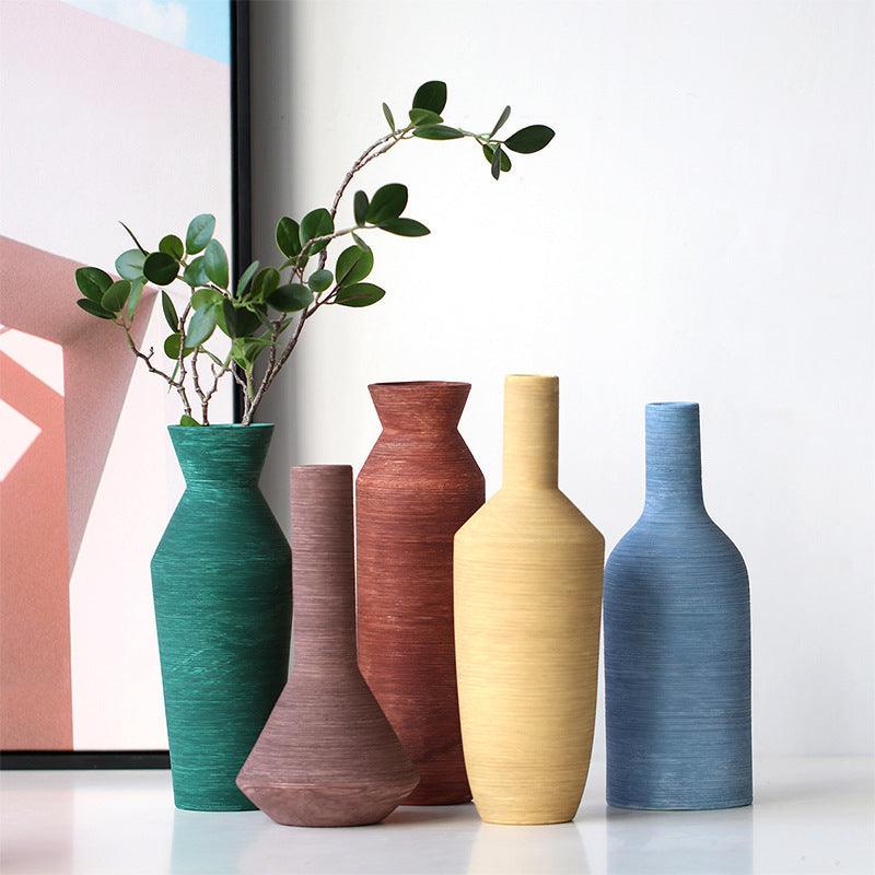 Ceramic Vase Brushed Nordic Modern Minimalist - Pacisia