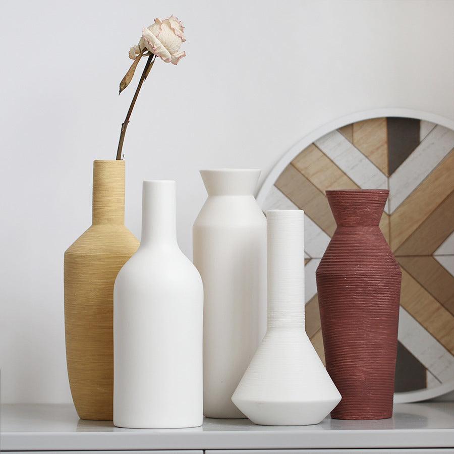 Ceramic Vase Brushed Nordic Modern Minimalist - Pacisia