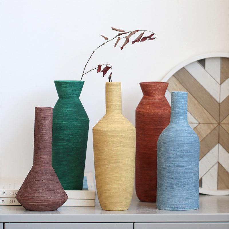 Ceramic Vase Brushed Nordic Modern Minimalist - Pacisia