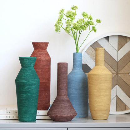 Ceramic Vase Brushed Nordic Modern Minimalist - Pacisia