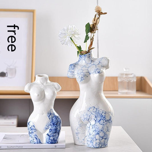 Ceramic Vase Decoration Art Body Small Blue And White Texture Homestay - Pacisia