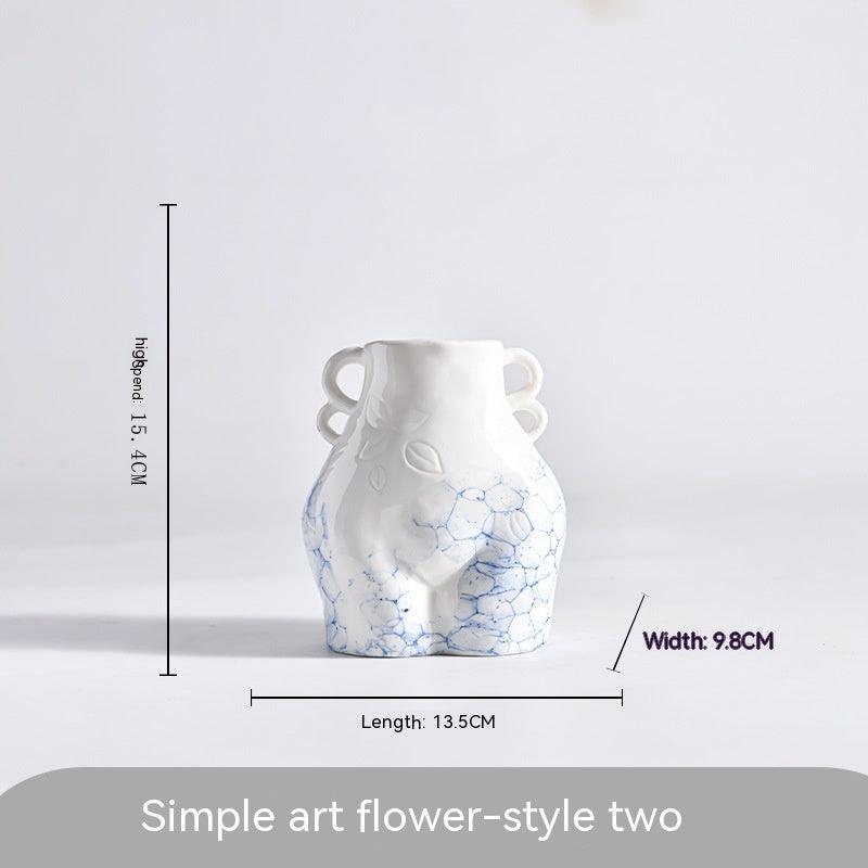 Ceramic Vase Decoration Art Body Small Blue And White Texture Homestay - Pacisia