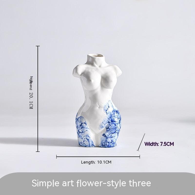 Ceramic Vase Decoration Art Body Small Blue And White Texture Homestay - Pacisia
