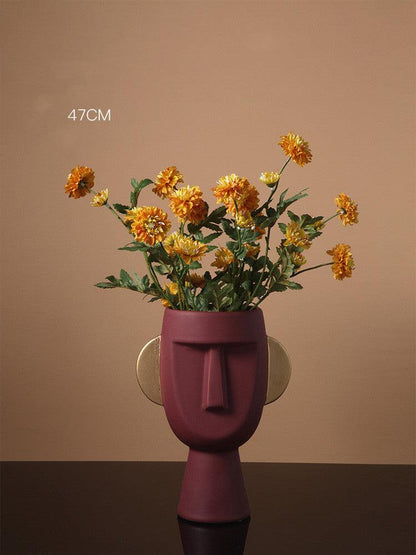 Ceramic Vase Decoration Living Room Flower Arrangement Art Face Decoration - Pacisia