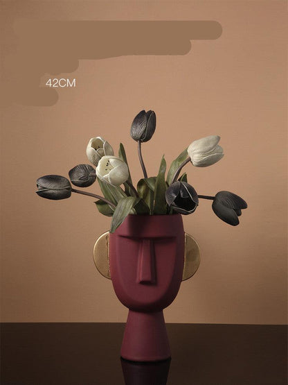 Ceramic Vase Decoration Living Room Flower Arrangement Art Face Decoration - Pacisia