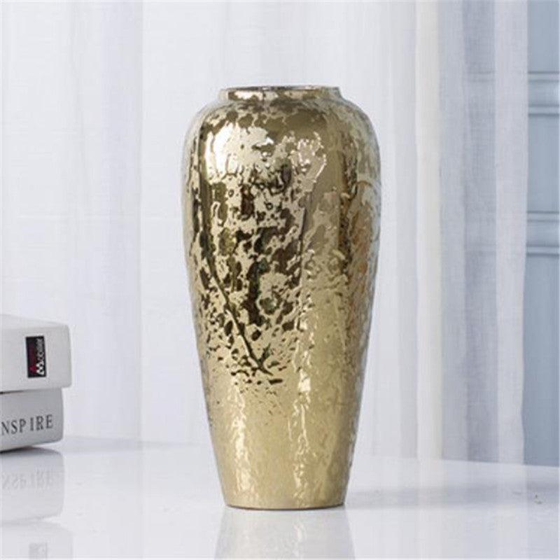 Ceramic Vase Golden Electroplating Light Luxury Living Room Soft Decoration - Pacisia