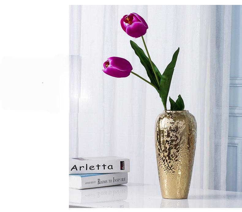 Ceramic Vase Golden Electroplating Light Luxury Living Room Soft Decoration - Pacisia