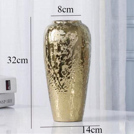 Ceramic Vase Golden Electroplating Light Luxury Living Room Soft Decoration - Pacisia