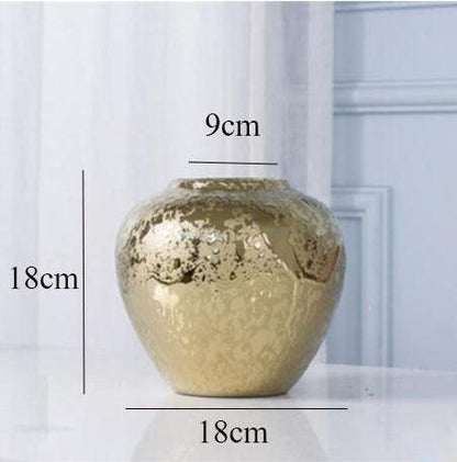 Ceramic Vase Golden Electroplating Light Luxury Living Room Soft Decoration - Pacisia