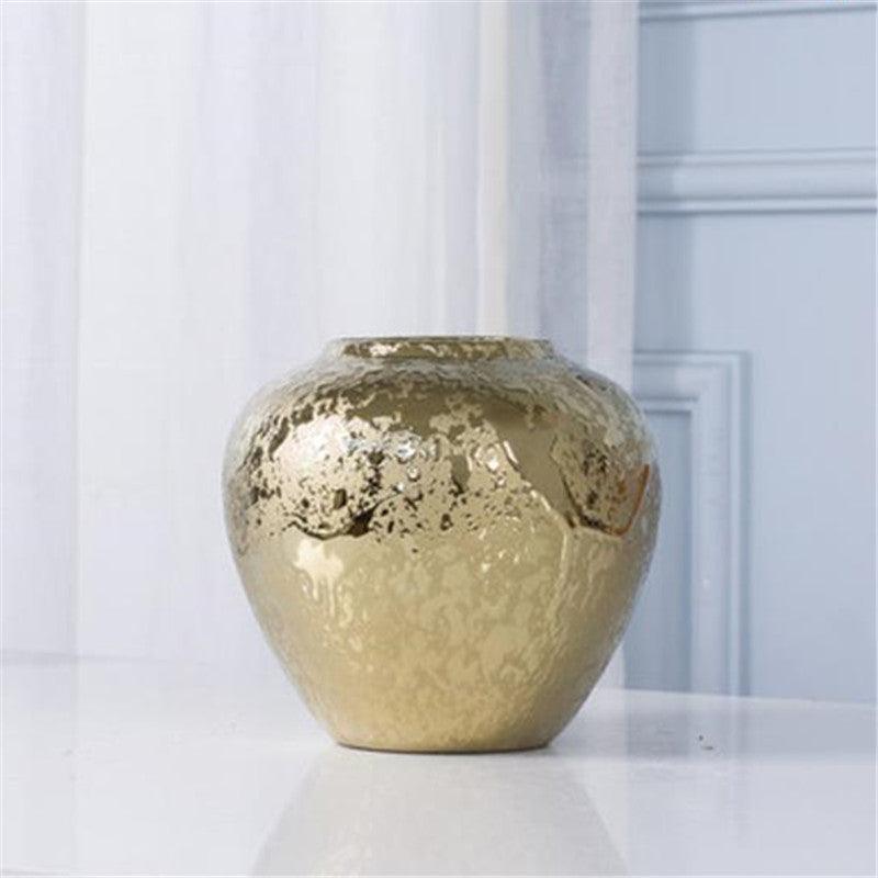 Ceramic Vase Golden Electroplating Light Luxury Living Room Soft Decoration - Pacisia