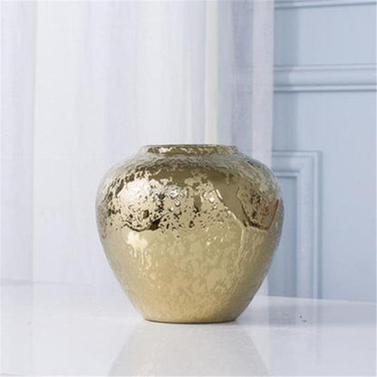 Ceramic Vase Golden Electroplating Light Luxury Living Room Soft Decoration - Pacisia