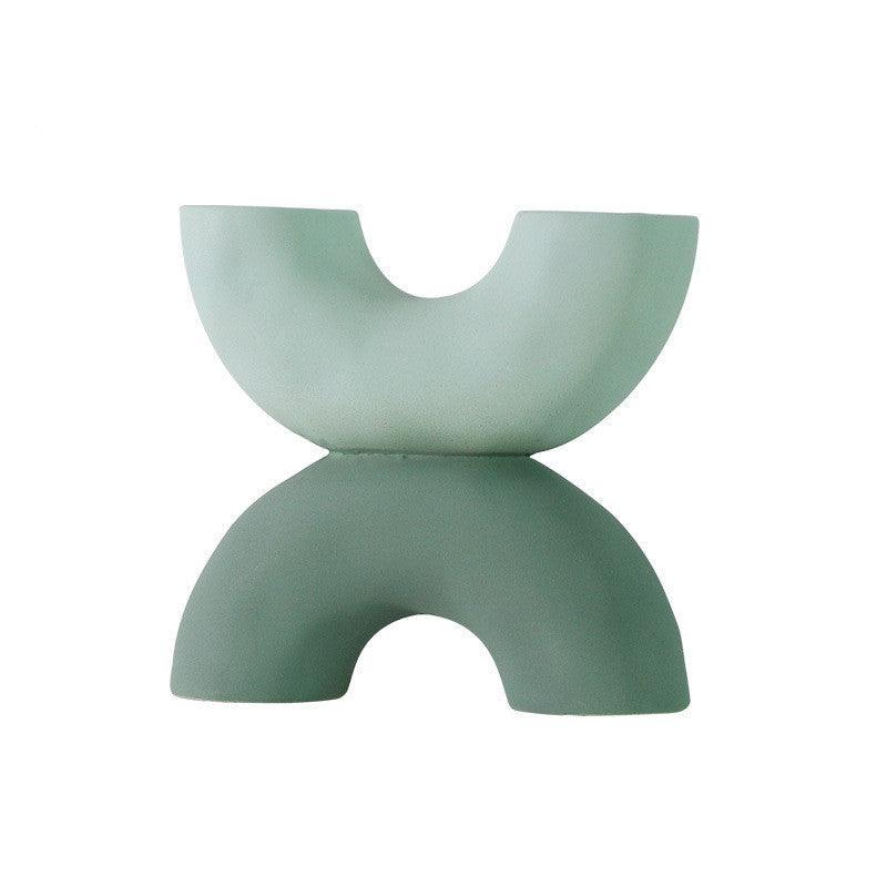 Ceramic Vase Horn Tube Ornaments Frosted Home Sample Room Decoration Flower - Pacisia