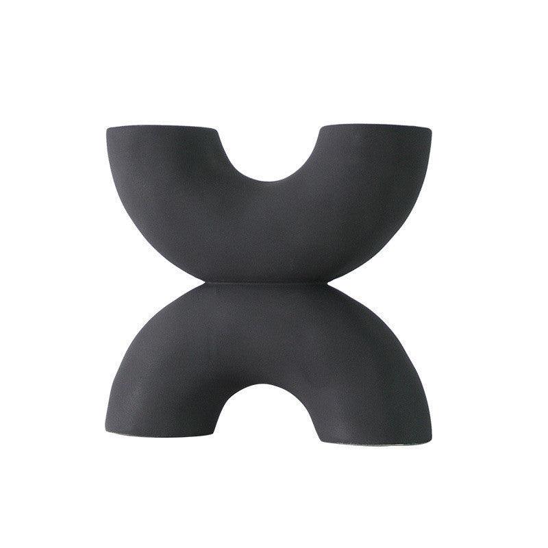 Ceramic Vase Horn Tube Ornaments Frosted Home Sample Room Decoration Flower - Pacisia