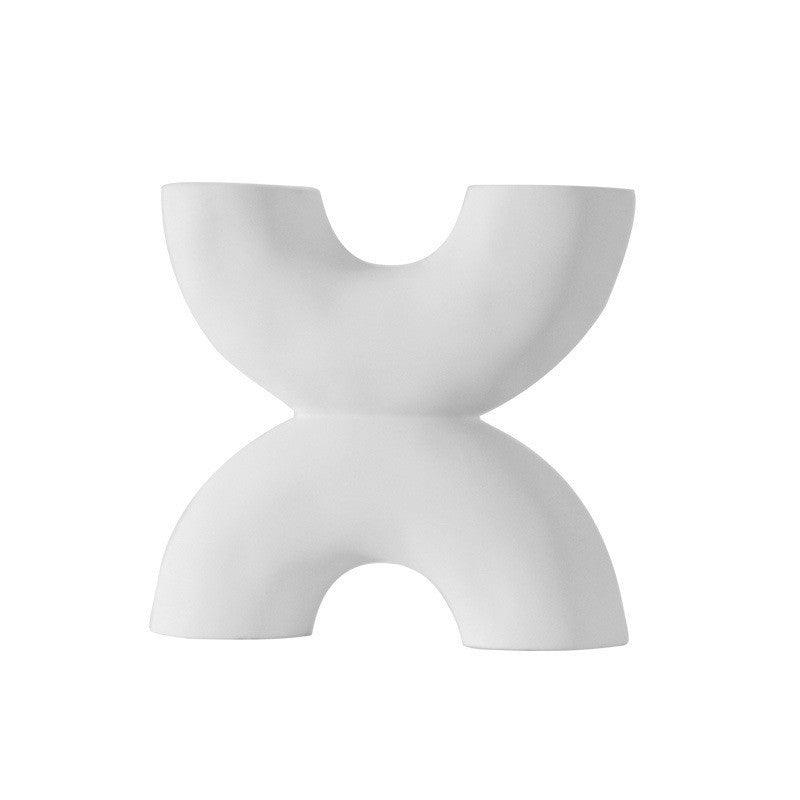 Ceramic Vase Horn Tube Ornaments Frosted Home Sample Room Decoration Flower - Pacisia