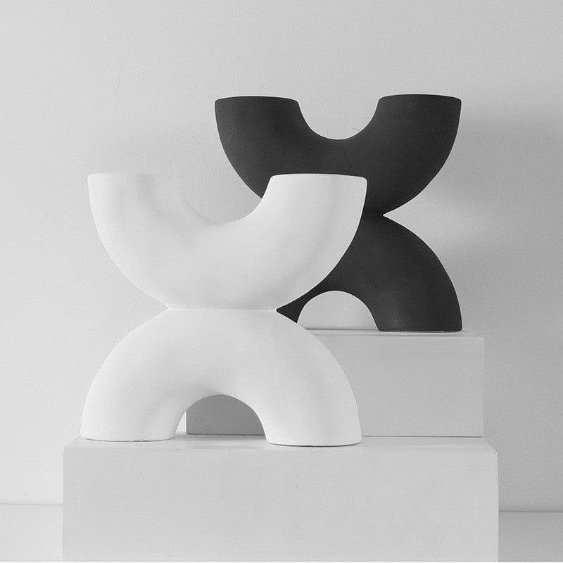 Ceramic Vase Horn Tube Ornaments Frosted Home Sample Room Decoration Flower - Pacisia